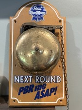 Vintage Pabst Blue Ribbon Beer Brass Bar Bell Pub Sign Wooden picture