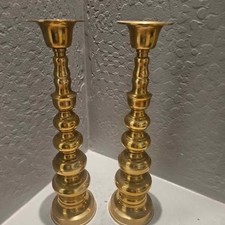 Pair of Vintage Brass Altar Candlesticks picture