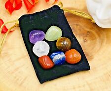 7 Chakra Tumbled Stones Set with Carry Velvet Pouch, Polished Healing Crystals picture