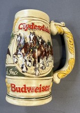 Vintage Budweiser Beer Stein of Clydesdales Pulling a Beer Wagon Busch 90s Mug  picture