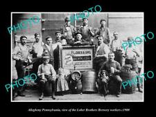 OLD LARGE HISTORIC PHOTO OF ALLEGHENY PENNSYLVANIA LOBER BREWERY WORKERS c1900 picture