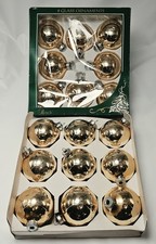 Vintage Pyramid Rauch Gold Mercury Glass Christmas Ball Ornaments Set of 17  USA picture