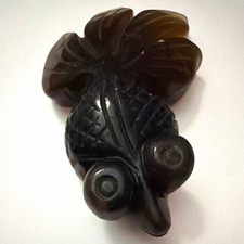 Carved Stone Fish Figurine Dark Brown Black Stone-Look Carving Approx. 4 in picture