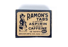 Vintage Medicine Aspirin Box Ramon's Tabs Little Doctor Brown Mfg Co 1940s EMPTY picture