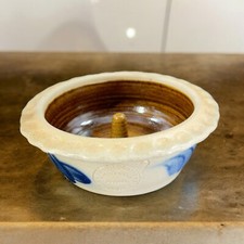 Vintage Shadowlawn Pottery Juice Reamer Apple Holder Dish Salt Glazed Gray Blue picture