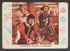 Vintage 1958 L'Olonnois Attacks Prisoner Cardo Leaf Card #P8 (NM) picture