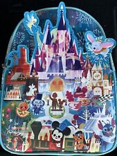 Disney Parks Joey Chou Castle Fireworks Mickey Minnie Backpack Bag Loungefly picture