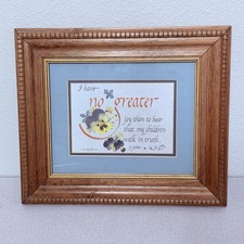 3 John 1:4 No Greater Joy Framed Matted Calligraphy Print Pansies Christian Art picture