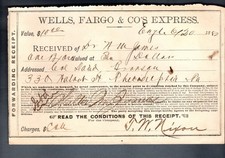 1882 Wells Fargo & Co's Express Receipt picture