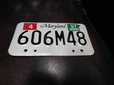 Maryland License Plate Tag MD 606M48 - 2007 Motorcycle picture
