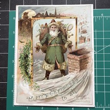 1891 Lion Coffee & Tea Woolson Spice Co. Santa Claus Christmas (LARGE) Trade Cd. picture