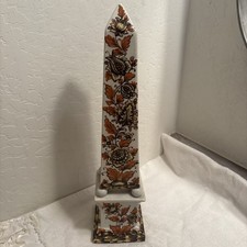 Hollywood Regency Hand Painted Majolica Obelisk - Italy - Circa 1970's picture