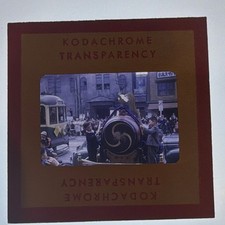 VTG 1950s Kodachrome Slide Japan Street Festival Taiko Drum Trolley Streetcar picture