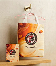 Seven Brew 7B Logo Tote Bag Coffee & Tea Theme Brown White Orange picture