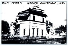 c1960's CNW Tower  Grand Junction Iowa Train Depot Station RPPC Photo Postcard picture