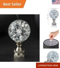 Modern Crystal Lamp Finial with Crackle Ball Design – Luxurious Silver Accent picture