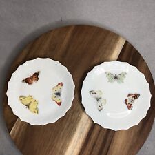 Vintage Limoges France Chastagner Butterfly Dessert Plates 6.5