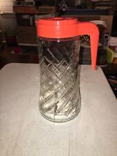 VINTAGE Anchor Hocking TANG 1 QT Clear Glass Embossed Pitcher With Lid picture