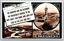RPPC Skegness Multi View Welcome Post Office Telegram UK Foreign Postcard M27 picture