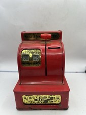 Vintage Uncle Sam 3 Coin Register Bank Red Metal Japan Western Stamping picture
