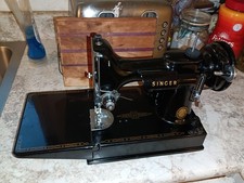 Vintage 1954 Singer singer featherweight Sewing Machine 221 Portable w/case  picture