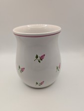 Vtg Portugal  Teleflora Gift Floral Vase, Rose Pattern w/ Pink Rim Vase, 4 3/8” picture
