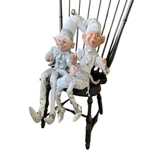 Pair 36″ Robert Stanley Christmas Elves Elf Silver White Winter Winking Posable picture