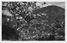 Postcard Germany: RPPC Baden-Baden Panoramic View with Blossoms picture