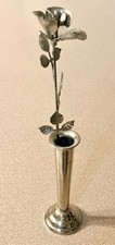 VTG Seymour Mann Silver Plated Metal Rose Stem & Bud Vase Korea 11