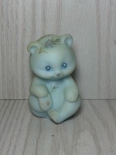 Fenton Blue Satin Glass Handpainted Bear Figurine picture