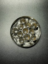 Round Clear Glass Flower Frog 11 Hole Floral Arrange Vintage Heavy Pressed Glass picture