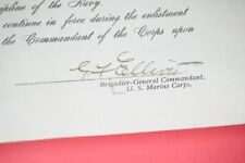 Pre WWI USMC Promotion Warrant signed by Commandant General George F. Elliott picture