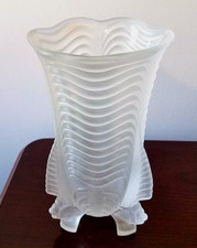 Vtg Josef Inwald for Barolac Vase Czech Relief Frosted Glass Fish Feet Drape picture