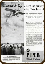 1942 PIPER CUB Airplane Learn To Fly Vintage-Look DECORATIVE REPLICA METAL SIGN picture
