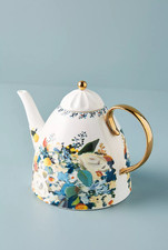 Anthropologie Botanica Teapot. Floral Stoneware Tea Pot / Kitchenware New In Box picture