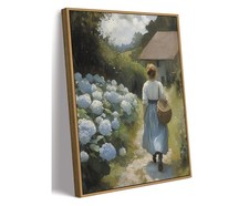 MTFBWY Framed Blue Hydrangea Wall Art, Vintage French Country Canvas Print picture