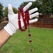 Rare Vintage Cherry Cognac Faturan Bakelite Tasbih 171.8g Zafran Honey Vein 33B picture