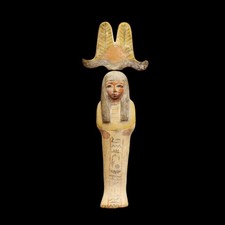 Antique Wooden Statue of Ancient Egyptian Funerary Servant Ushabti Headdres_RARE picture