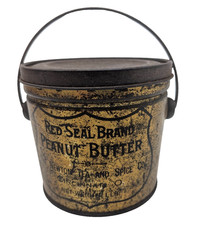 Antique Red Seal Brand Peanut Butter 1 lb Tin Pail Newton Tea Spice Cincinnati picture
