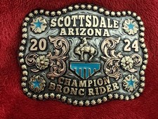Rodeo X~Treme☆2024☆ BRONC RIDING Champion Trophy Buckle☆Scottsdale Az☆Rare☆R45 picture