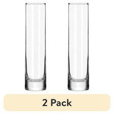 Set of 2 Clear Glass Cylinder Floral Bud Vase 7.5 in picture
