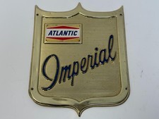VINTAGE 1950s ATLANTIC IMPERIAL GASOLINE CHROME SHIELD SIGN picture