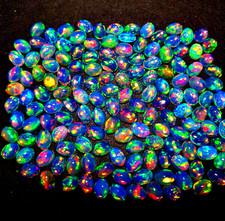 Natural Ethiopian Multi Fire Opal Oval Cabochon Loose Gemstone Lot 18 Pcs 4*6 MM picture