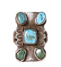 A fine early Navajo Turquoise Ring 8.25 ca 1910-1920 Hubbell Family - Ganado, Az picture