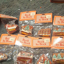 Enesco Brick by Brick Christmas Village Ceramic Accessory Lot 8 Boxed 1998 picture