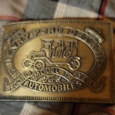 Ford Model T Automobiles Theme Gold Belt Buckle Advertising Henry Ford Detroit picture