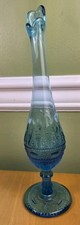 Vintage Kemple Wheaton Stretch Bud Vase Lace And Dew Drop Aqua picture