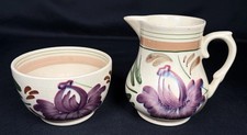 VTG 1930’s Wade Heath Open Sugar & Creamer Set England Floral Harvest Ware #4884 picture