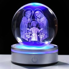 Movdyka 3D Crystal Ball Jesus Statue Figurine Religious Gifts for Women Men C... picture