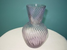 Lavender Ribbed Swirl Glass Vase 6 1/4